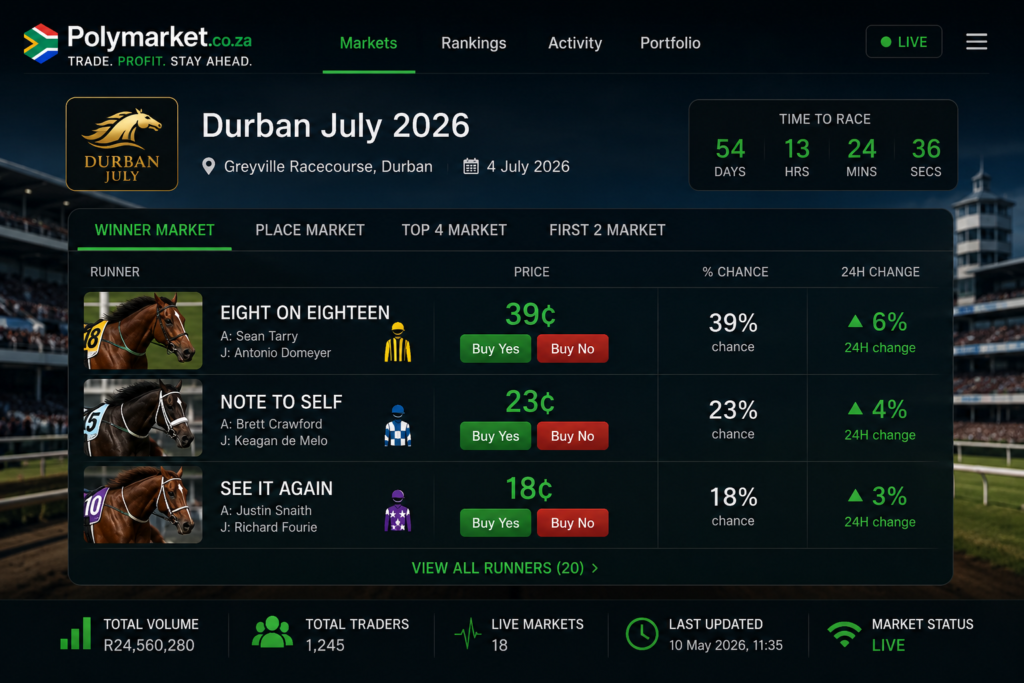 polymarket durban july 2026 odds